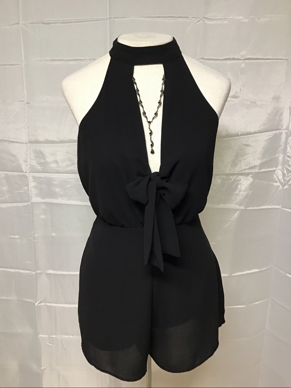 Lush black halter romper Size S